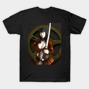 ancient warrior  woman in red with katana sword T-Shirt